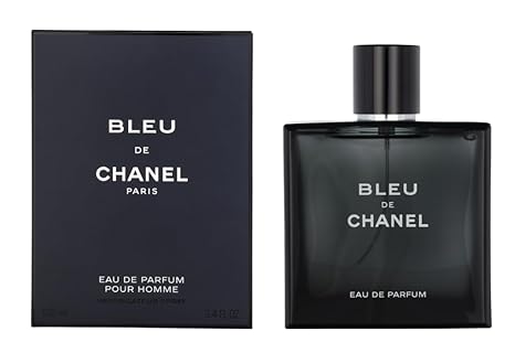 Bleu de Chanel Eau de Parfum bottle and packaging on a white background