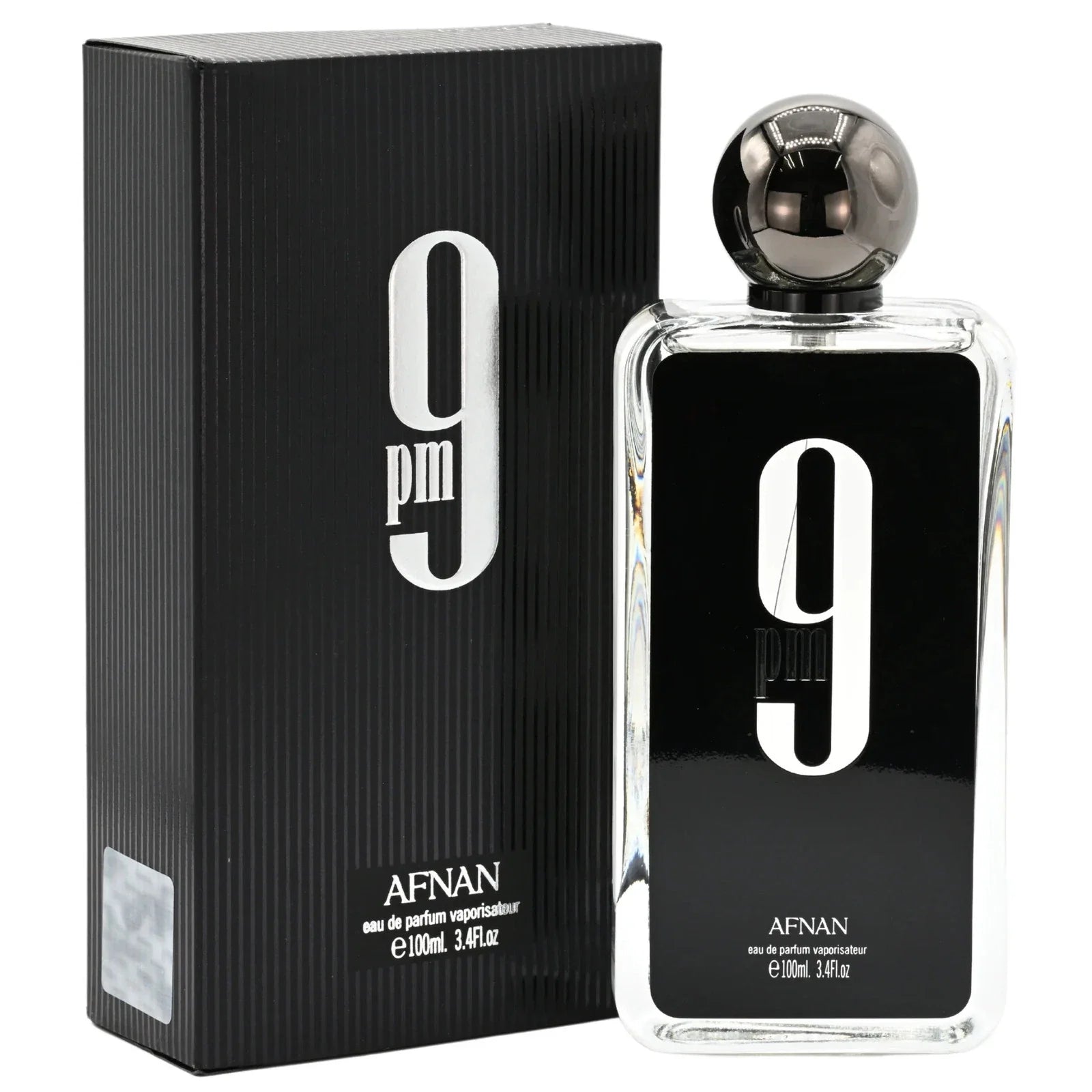 AFNAN 9PM perfume bottle and packaging on a white background