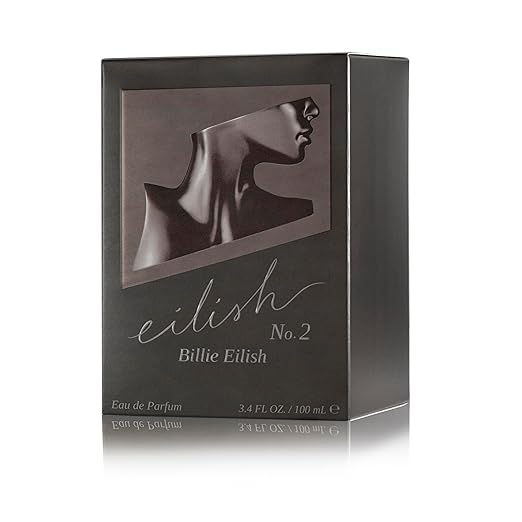 Billie Eilish perfume packaging with a black and white design on a white background
