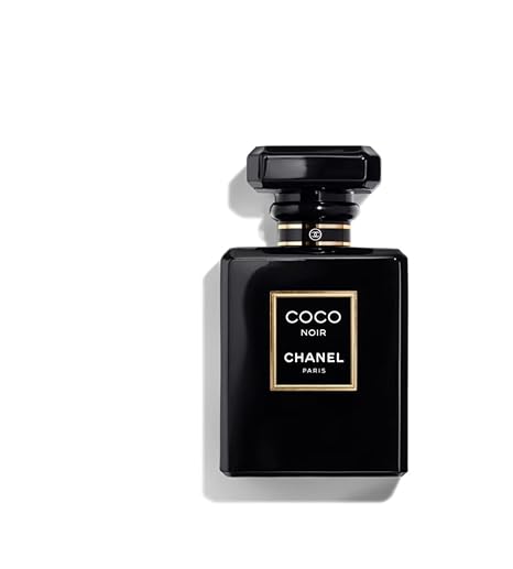 Black Chanel perfume bottle with 'Coco Noir' on a white background