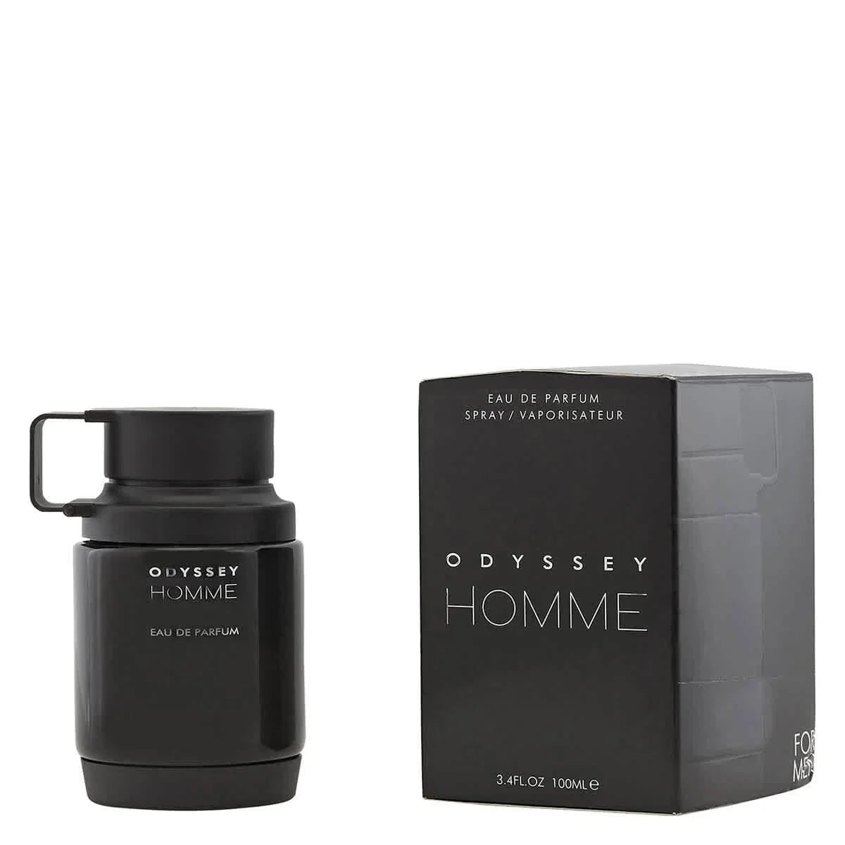 Black Odyssey Homme perfume bottle and packaging on a white background