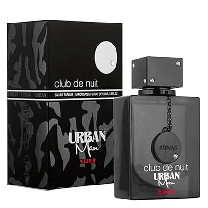 Black perfume bottle with a box on a white background