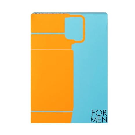 Blue and orange lighter with 'FOR MEN' text on a white background