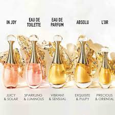 Collection of perfume bottles with labels on a light background