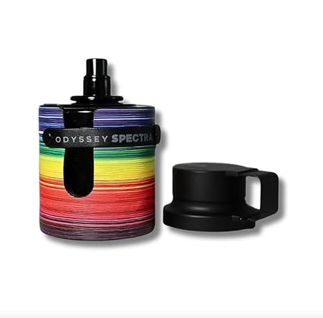 Colorful cylindrical container with 'Odyssey Spectra' branding on a white background