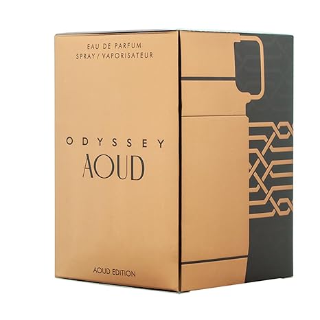 Odyssey Aoud perfume packaging box on a white background