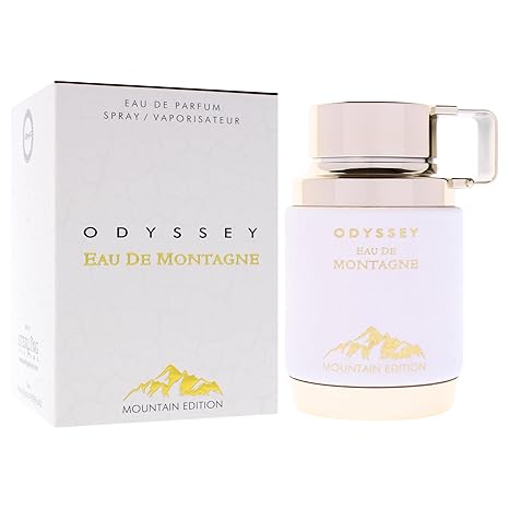 Odyssey Eau De Montagne perfume bottle and packaging on a white background