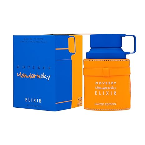 Odyssey Mandarinsky Elixir perfume bottle and packaging on a white background