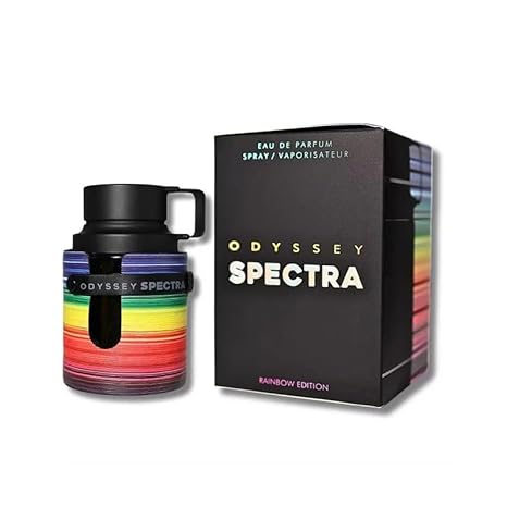Odyssey Spectra Rainbow Edition eau de parfum bottle and packaging on a white background