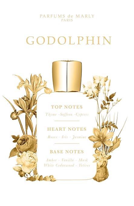 Parfums de Marly Godolphin perfume bottle with floral design on a white background