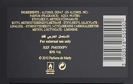 Product label with ingredients list and branding on a black background