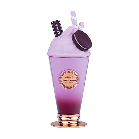 Purple ice cream-themed perfume bottle with 'Armaf' branding on a white background