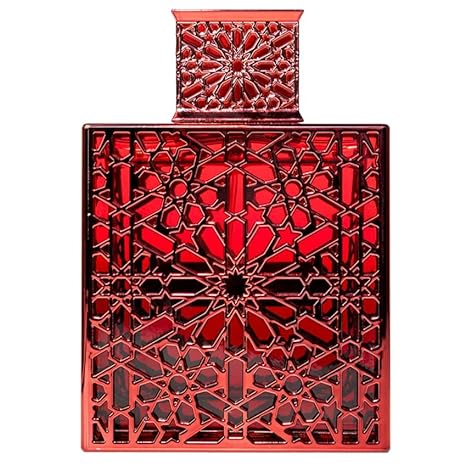 Red patterned bottle on a white background
